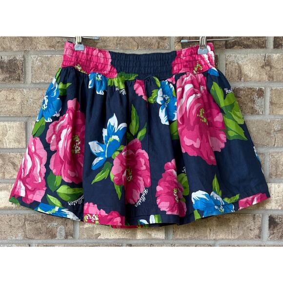 Hollister Summer Mini Skirt Floral Hawaiian Small Blue Red Pockets Preppy Y2K - Picture 1 of 9